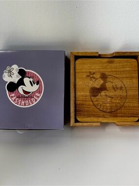 Disney Minnie Mouse Wooden Coaster Set with Purple Presentation Box